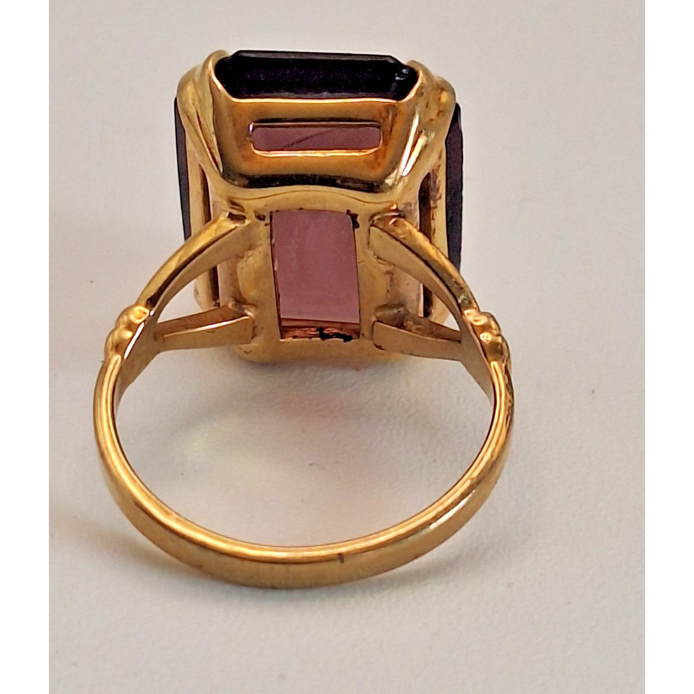 Vintage 1978 Avon Smoky Lustre Ring Faux Topaz Purple Brown Glass Size 7.5 - Picture 6 of 8